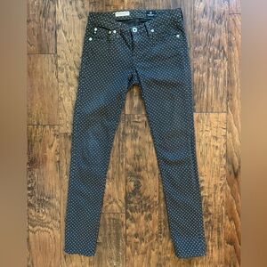 AG The Legging Super Skinny Ankle Black Polka Dot Women's Jeans 5 Pocket…